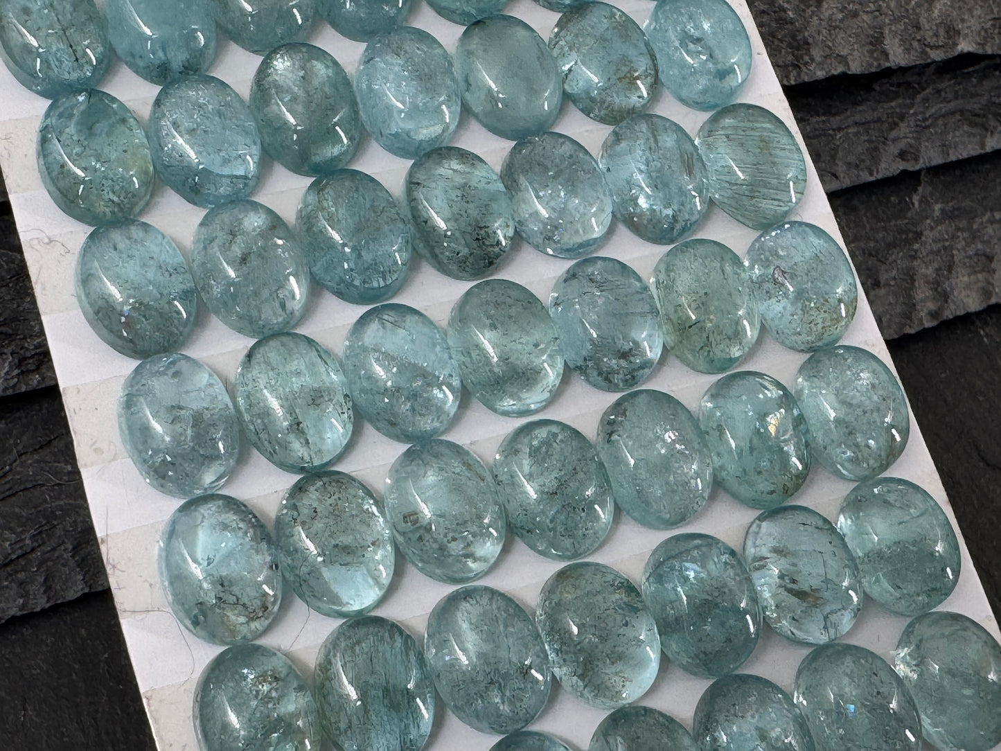 Blue Green Apatite 7x9mm Cabochon