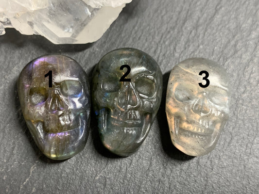 Labradorite Skull Carving 22mm long Blue - Green Flash Crystal Skull, Witchy Jewelry