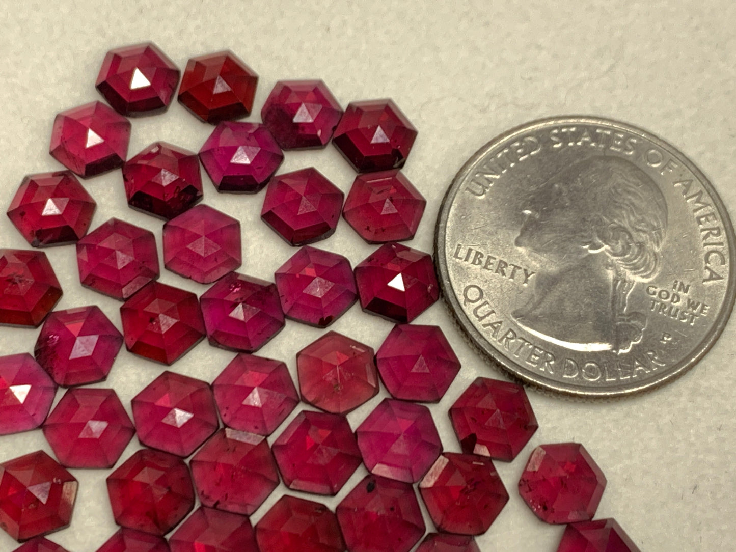 Faceted Rhodolite Garnet hexagon 6mm & 10mm cabochon