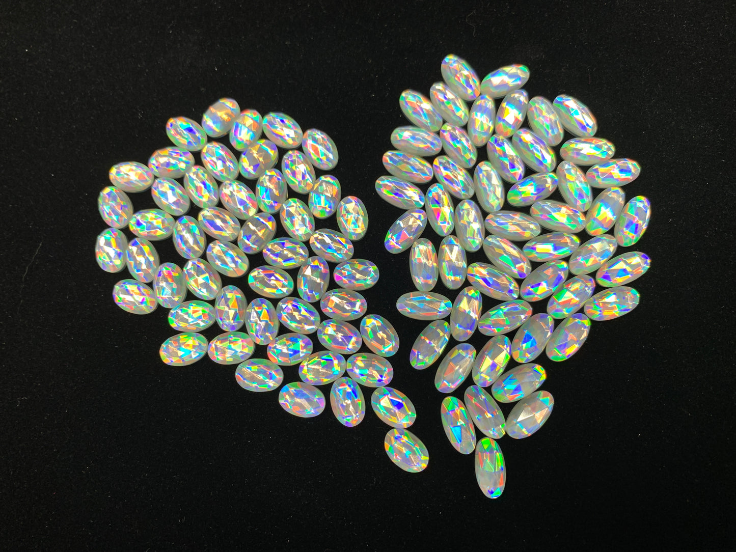 Faceted Mystic Rainbow Quartz oval 7x14mm, 8x12mm cabochon doublet