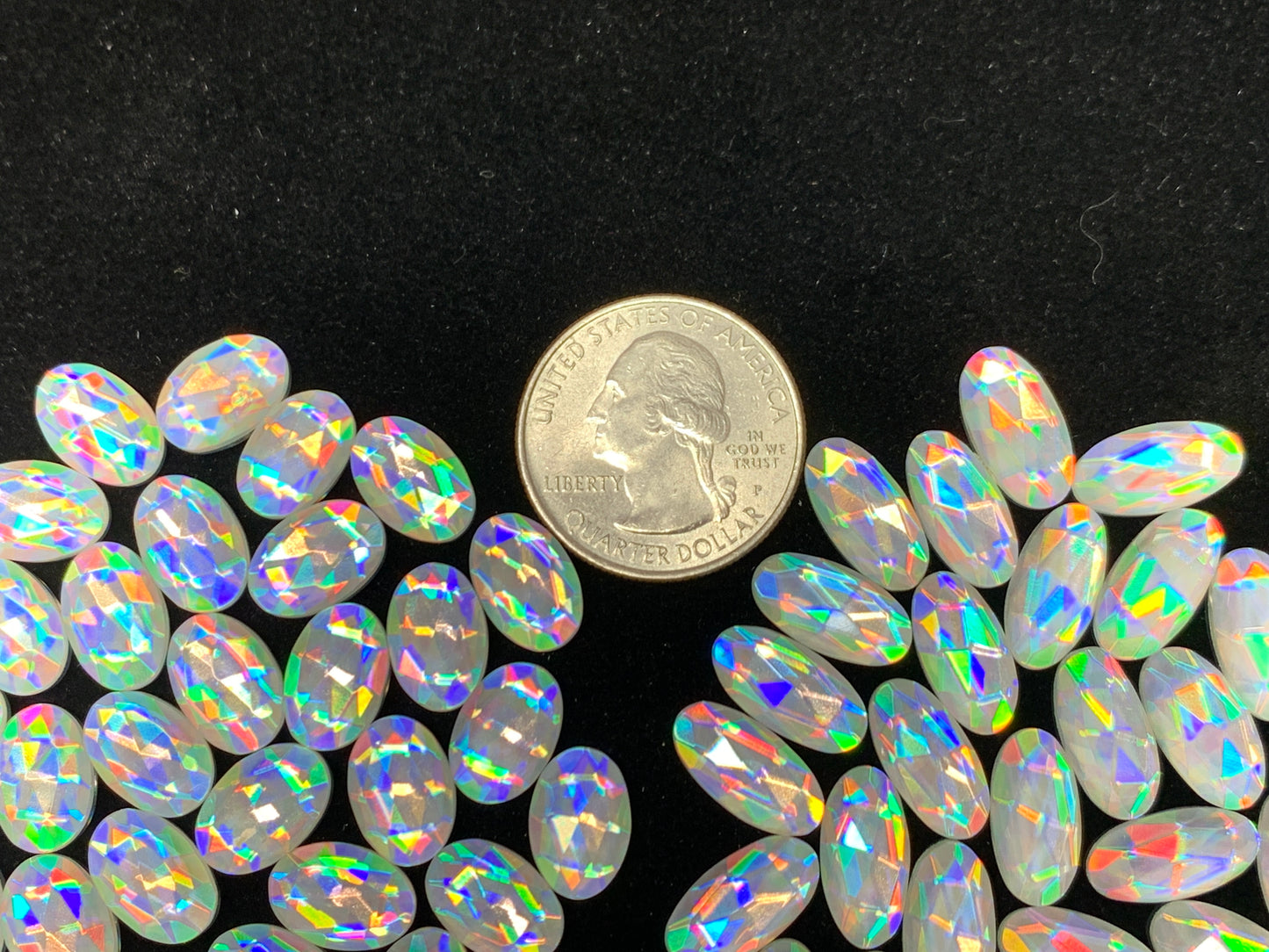 Faceted Mystic Rainbow Quartz oval 7x14mm, 8x12mm cabochon doublet
