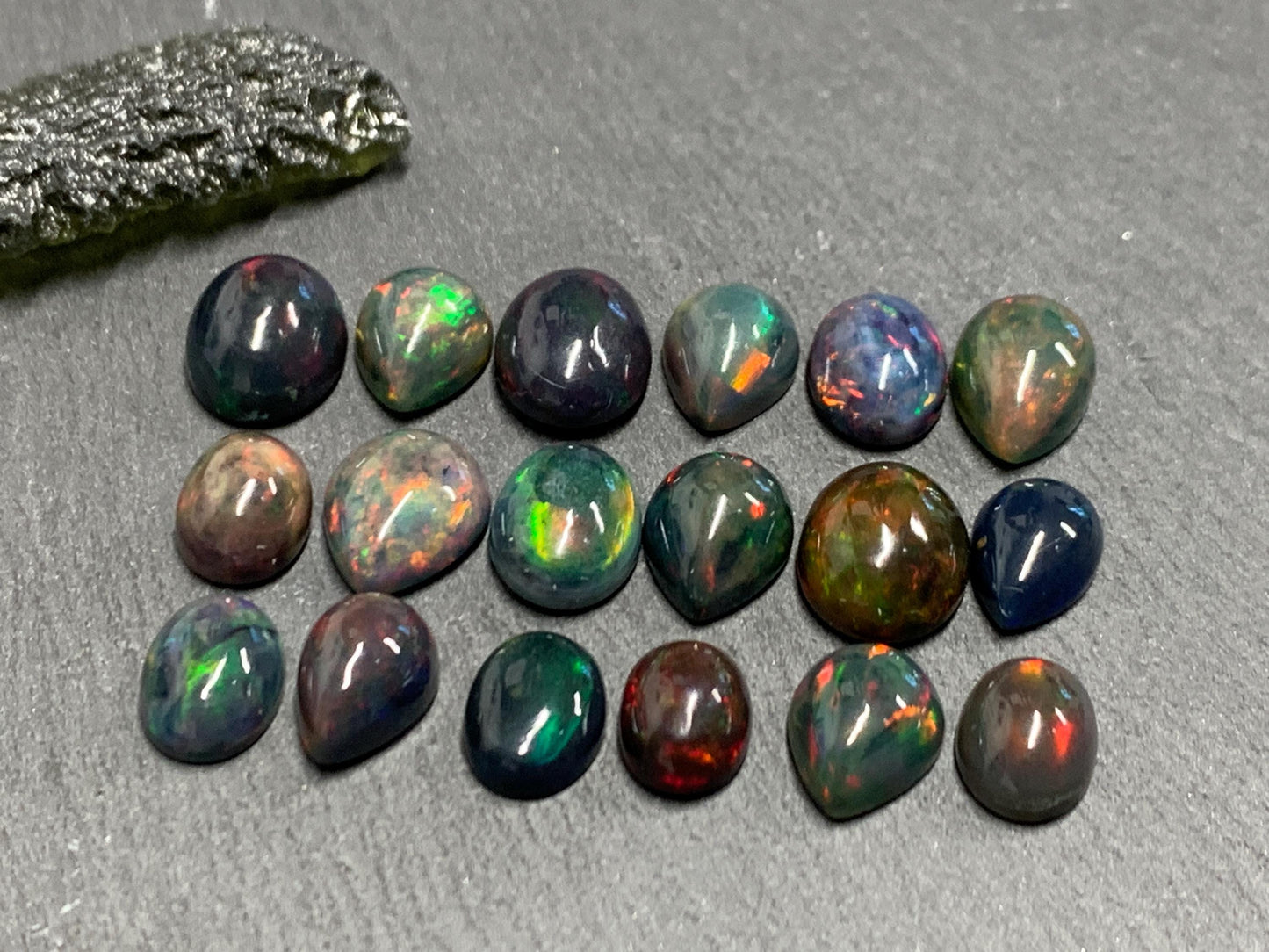 Black Ethiopian Opal 9-11mm long cabochon