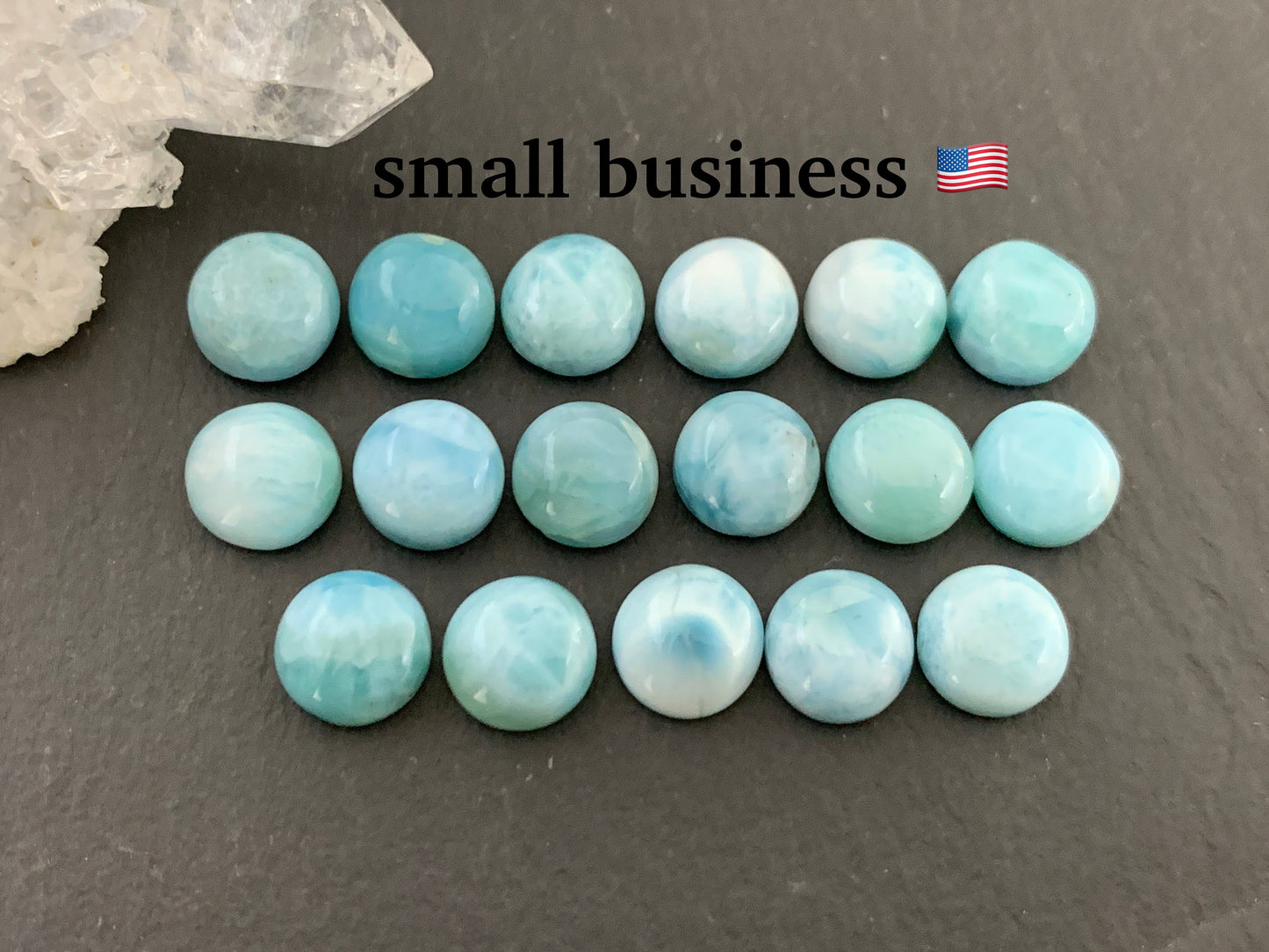 Larimar round 8mm cabochon