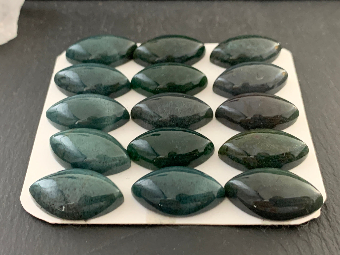 Moss Agate marquise 12x20mm cabochon - Calibrated cabochons
