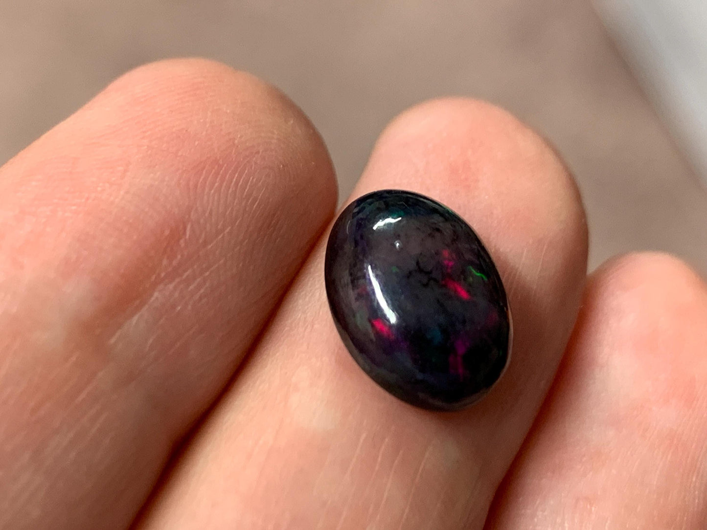 Black Ethiopian Opal oval 9x12x4mm cabochon