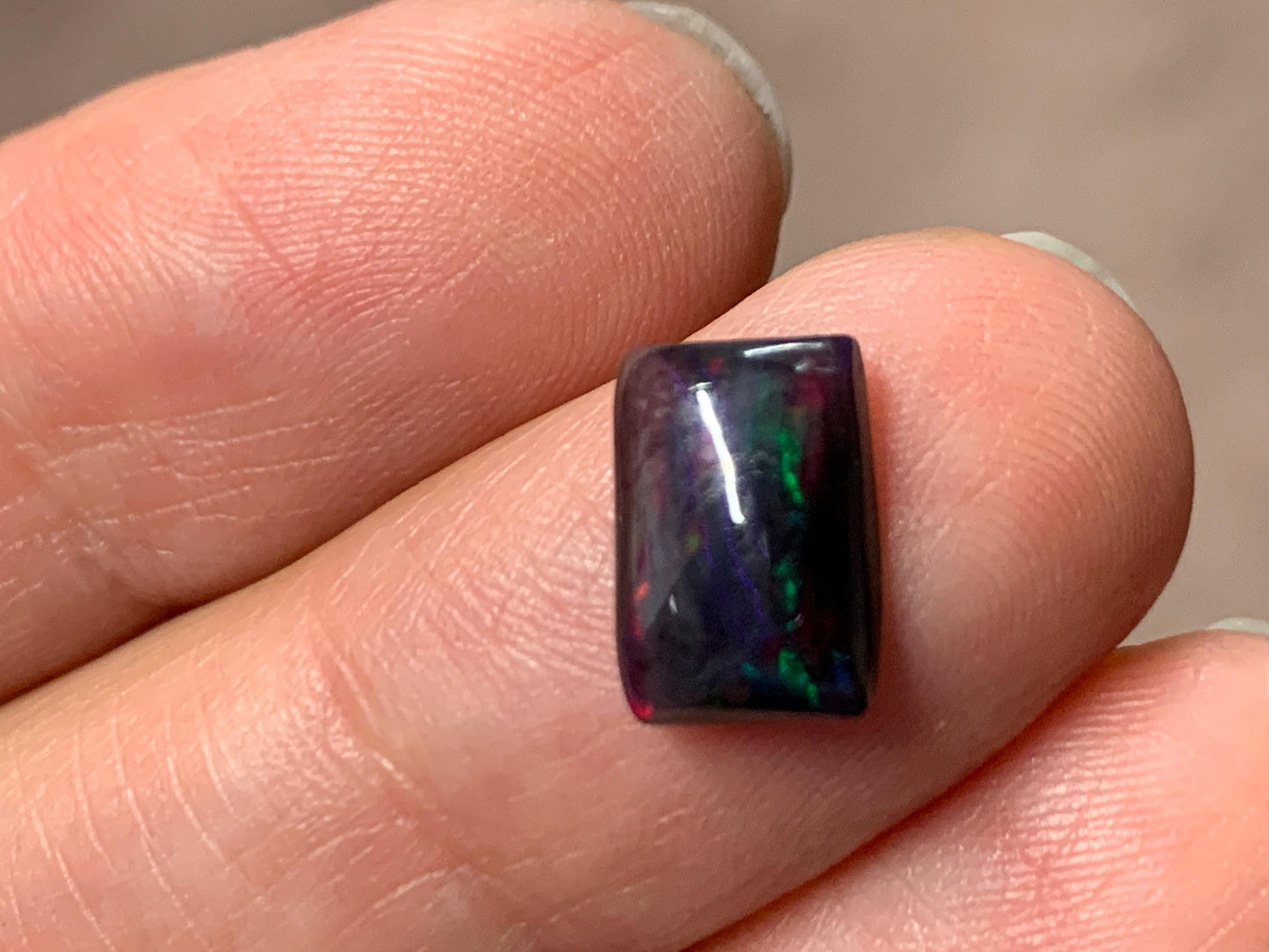 Black Ethiopian Opal rectangle 7x10x3mm cabochon