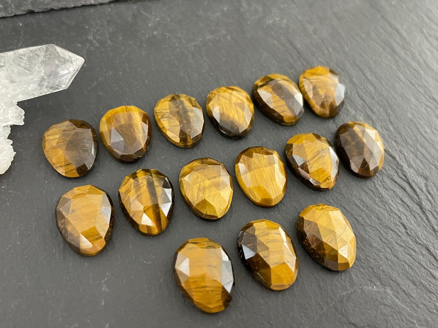 Faceted Tiger Eye 10x13mm cabochon