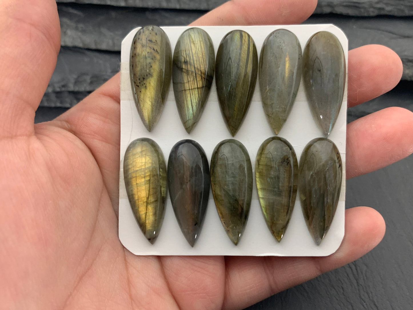 Labradorite pear 12x30mm Cabochon - Calibrated cabochons