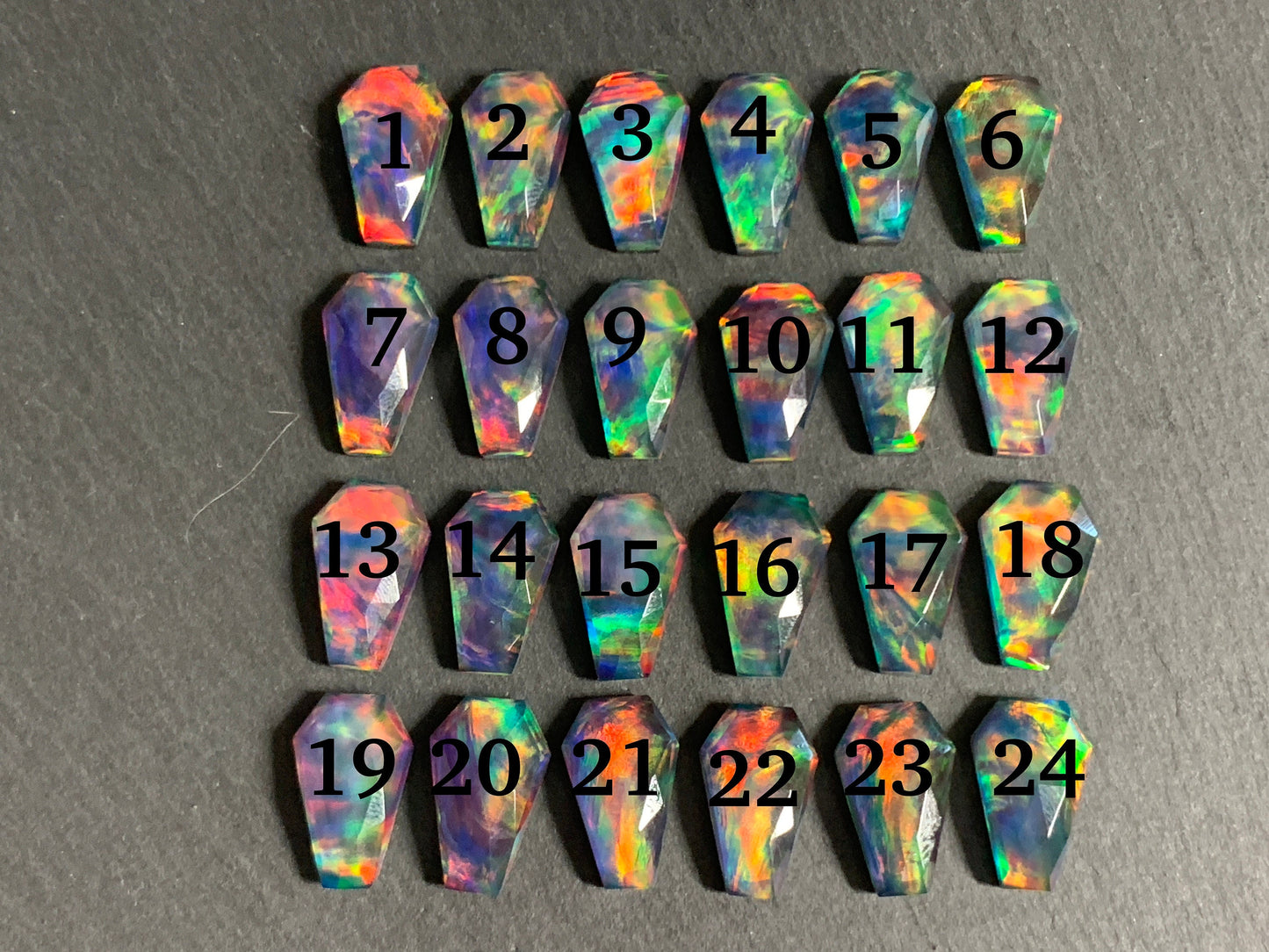Faceted Aurora Opal coffin 10x16mm cabochon - Doublet cabochons