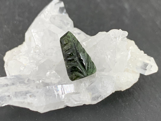 Carved Tourmaline 7x11x3mm cabochon