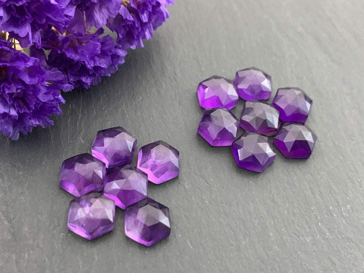 Faceted Amethyst Hexagon 8mm Cabochon