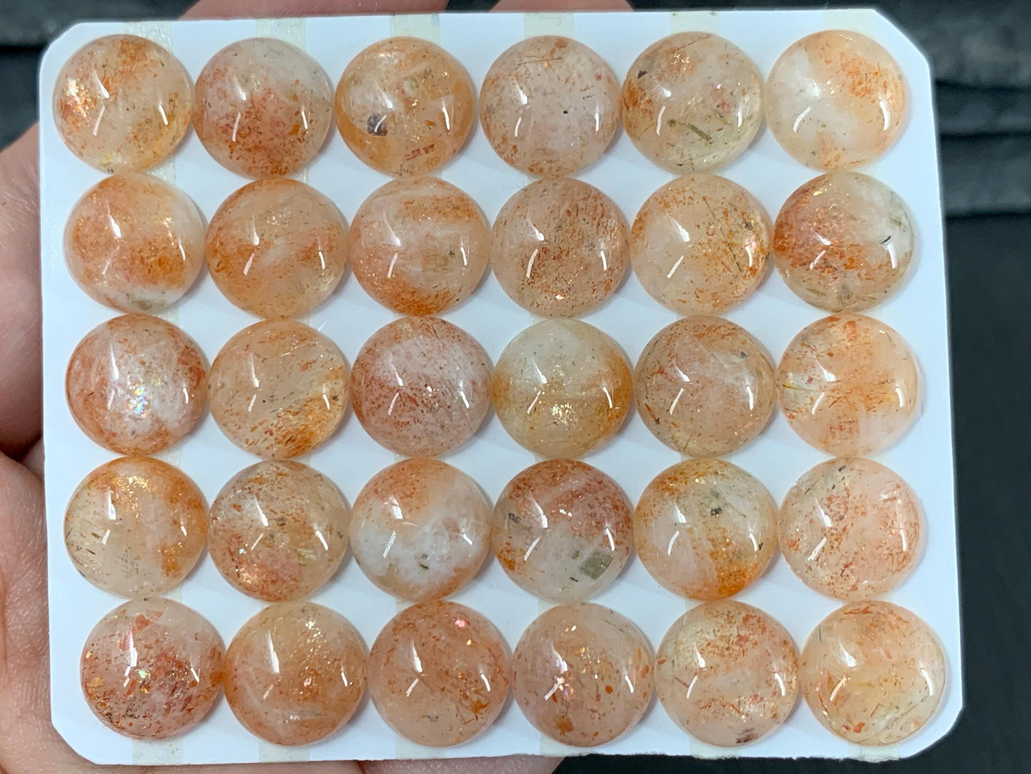 Sunstone round 12mm cabochon - Calibrated cabochons