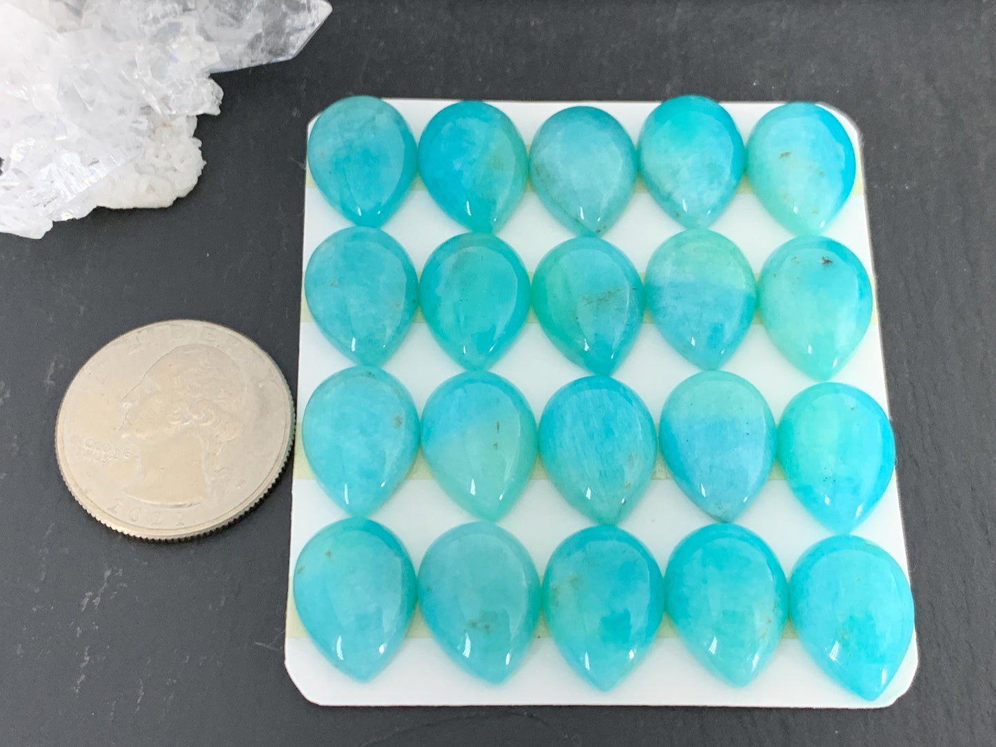 Amazonite pear 12x16mm cabochon - Calibrated cabochons
