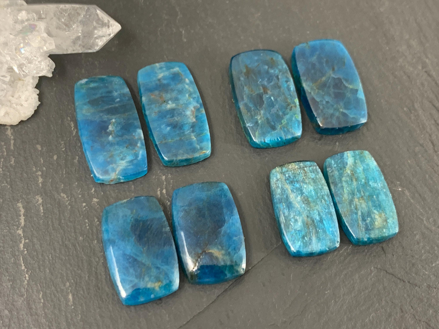 Apatite rectangle 19-23mm long cabochon - Buy by pair