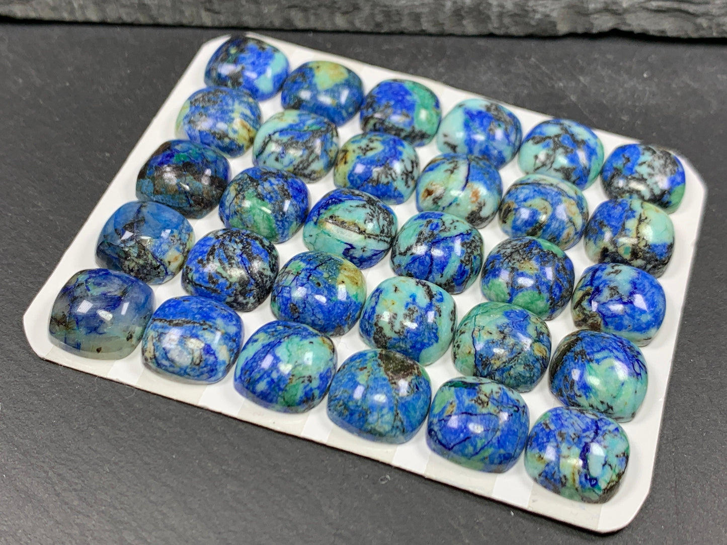 Azurite square cushion 12x12mm cabochon - Calibrated cabochons