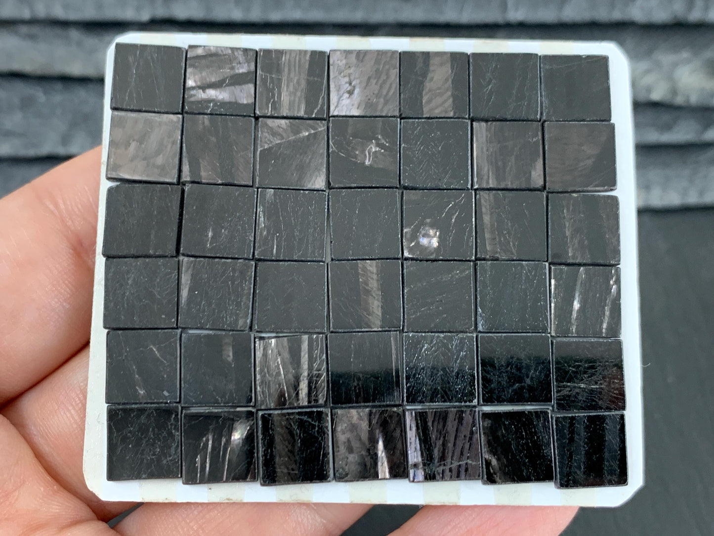 Flat Hypersthene square 10mm cabochon - Calibrated cabochons