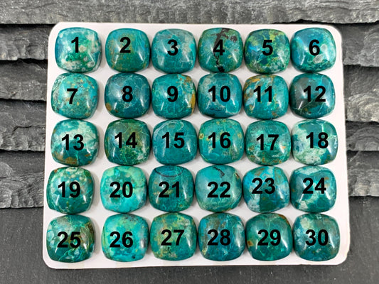 Chrysocolla square 12mm cabochon - Calibrated cabochons