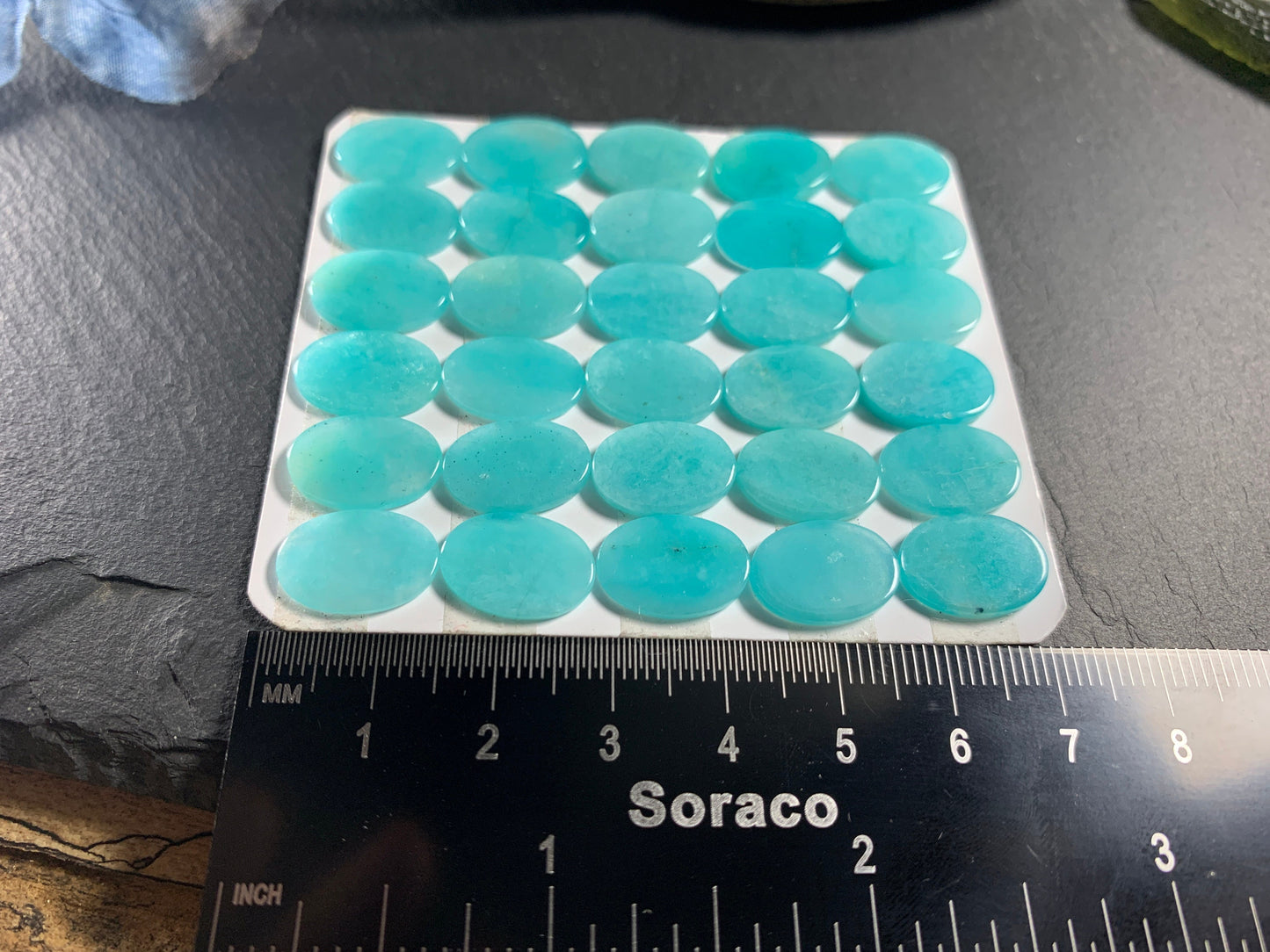 Flat Amazonite oval 10x14mm cabochon - Calibrated cabochons