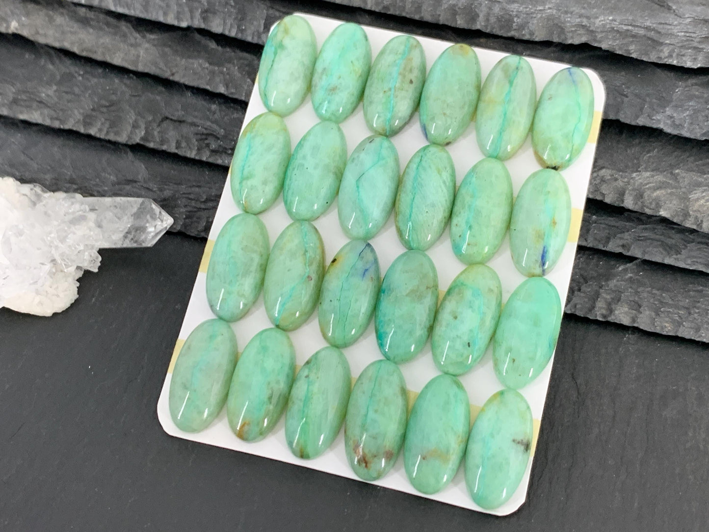 Chrysocolla Quartz oval 10x20mm cabochon - Calibrated cabochons