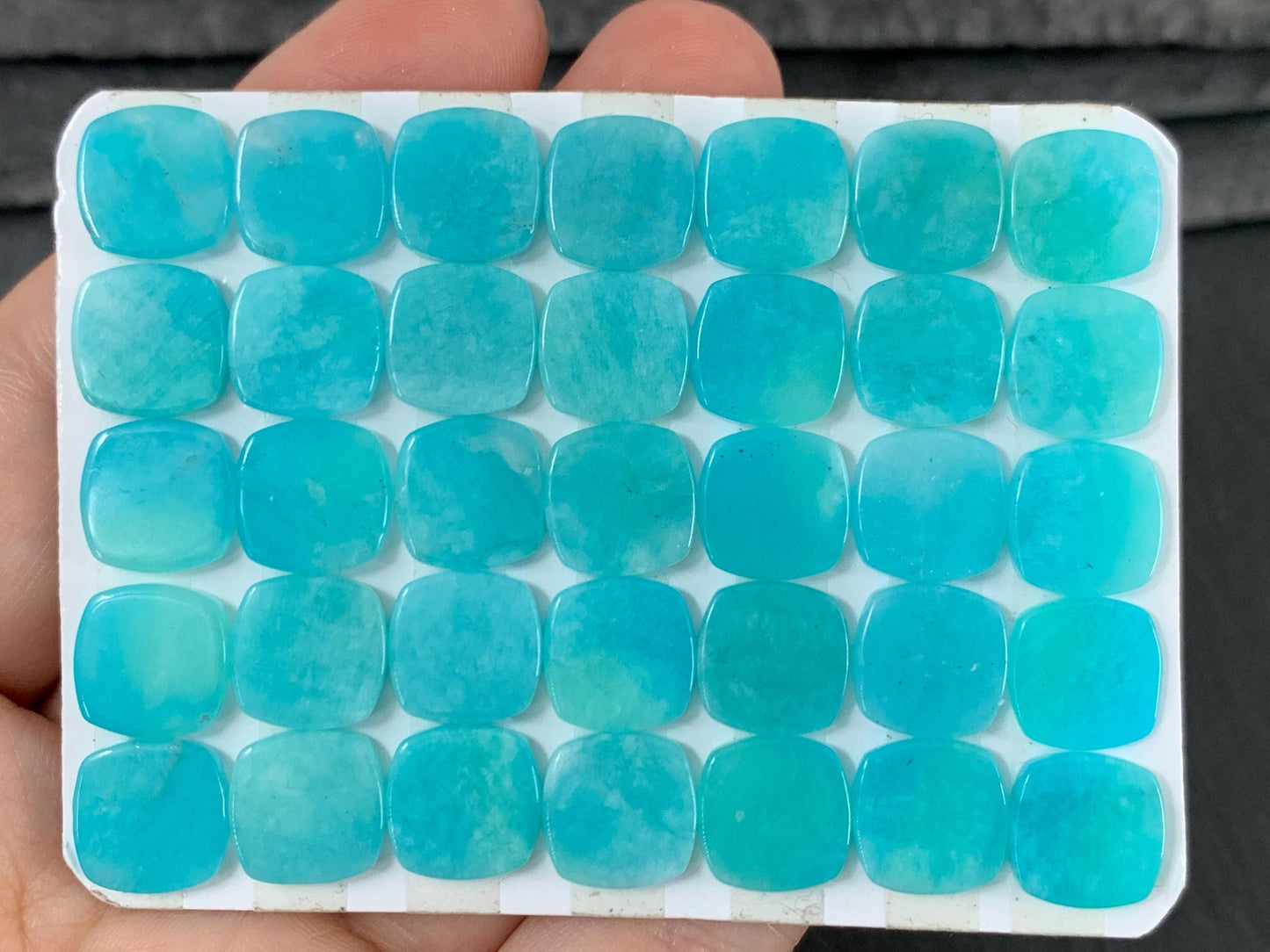 Flat Amazonite Square Cabochon - Natural 10mm Flat Calibrated Cushion Gemstone