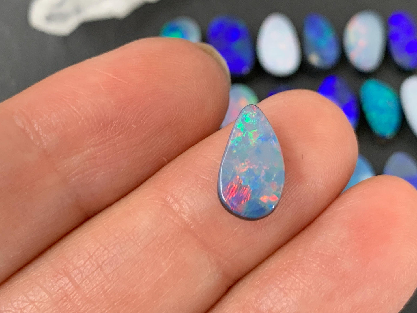 Australian Opal doublet 11-13mm long cabochon
