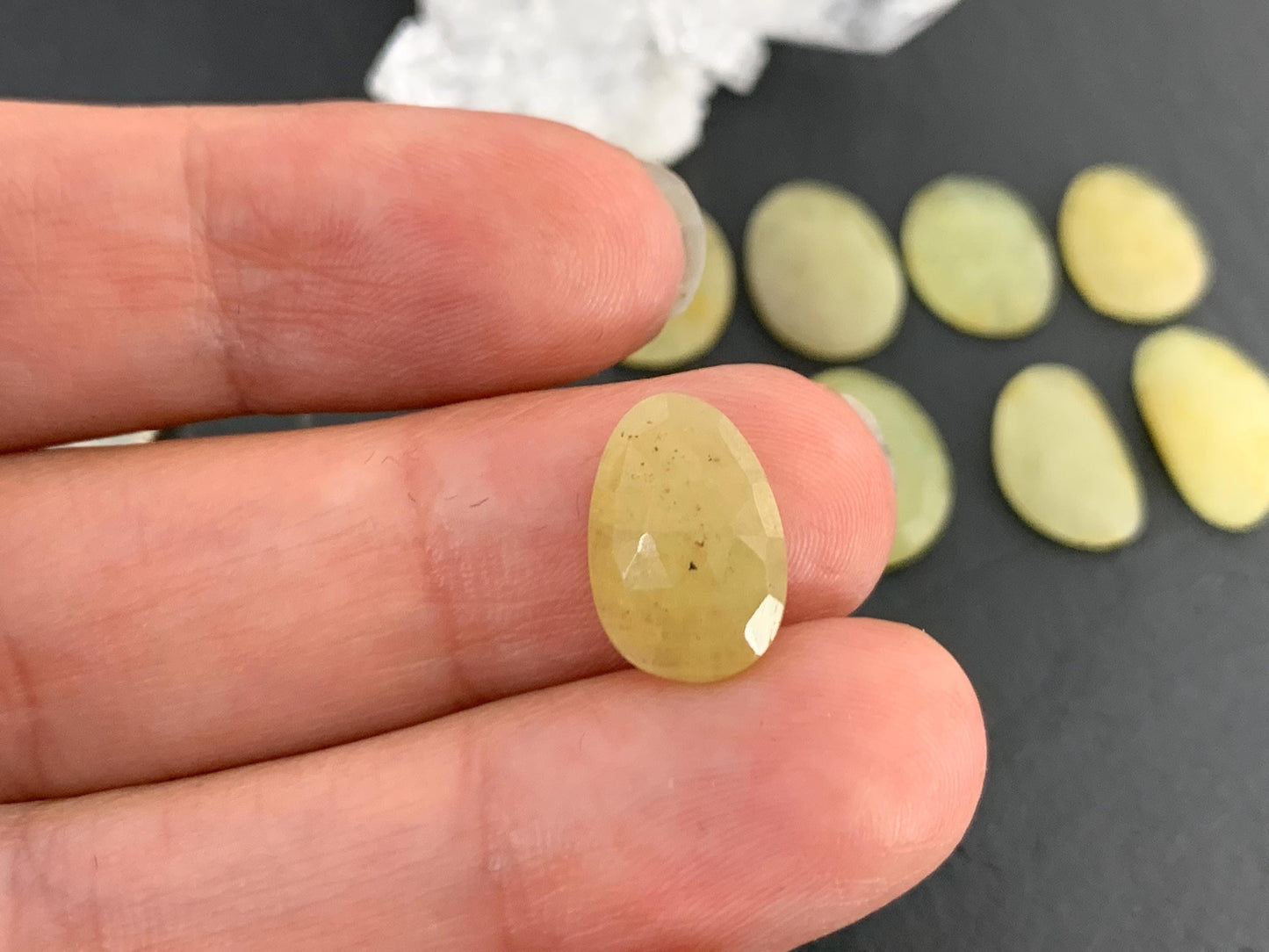 Faceted Yellow Sapphire 11x15x2.5mm cabochon