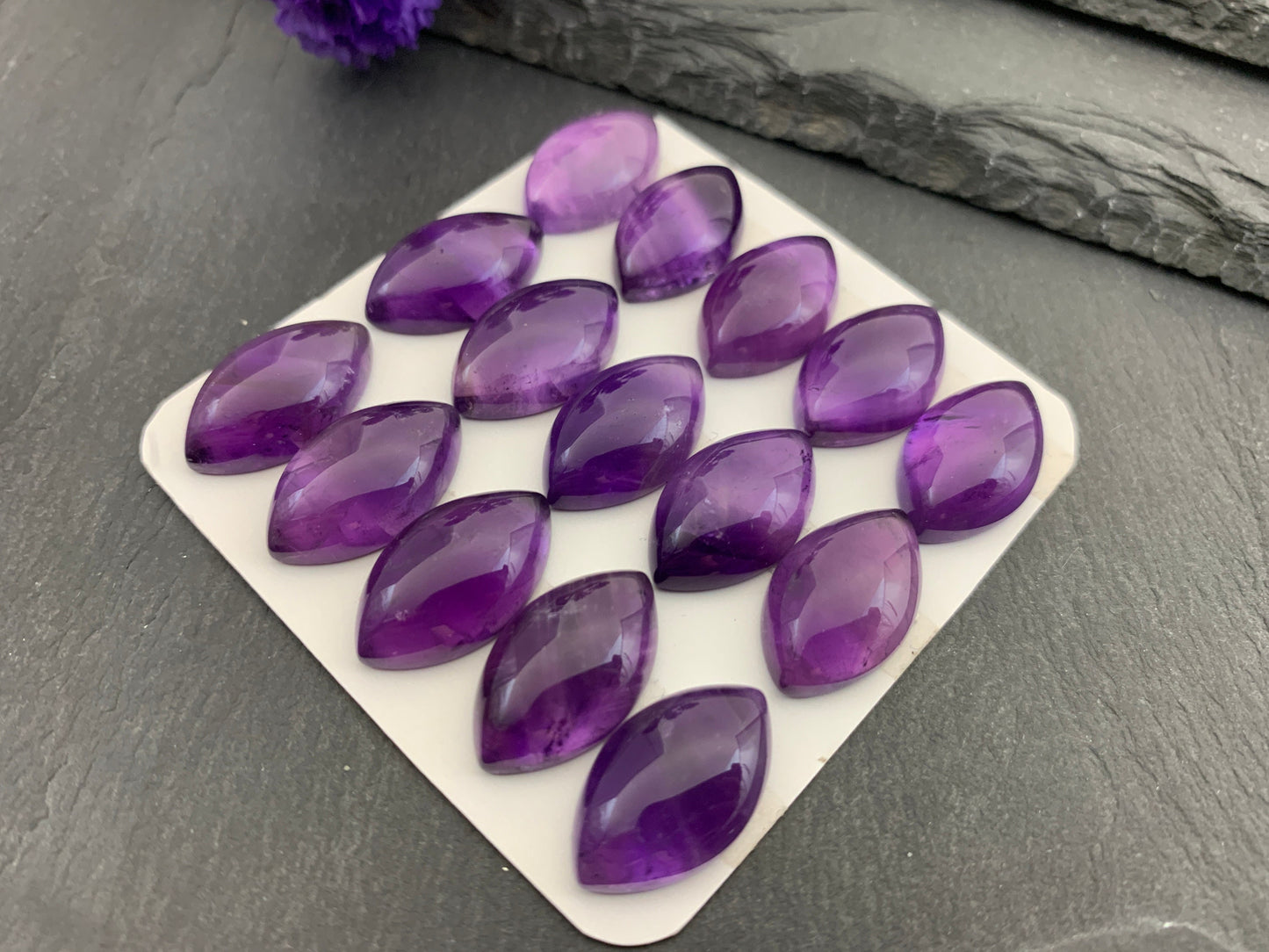 Amethyst marquise 12x20mm cabochon - Calibrated cabochons