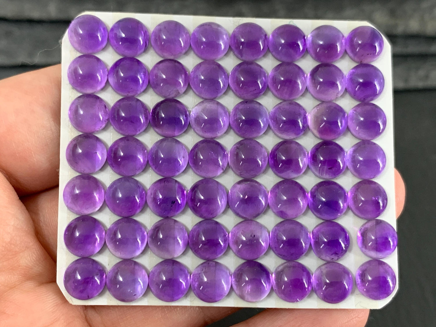 Amethyst round 7, 8mm cabochon - Calibrated cabochons