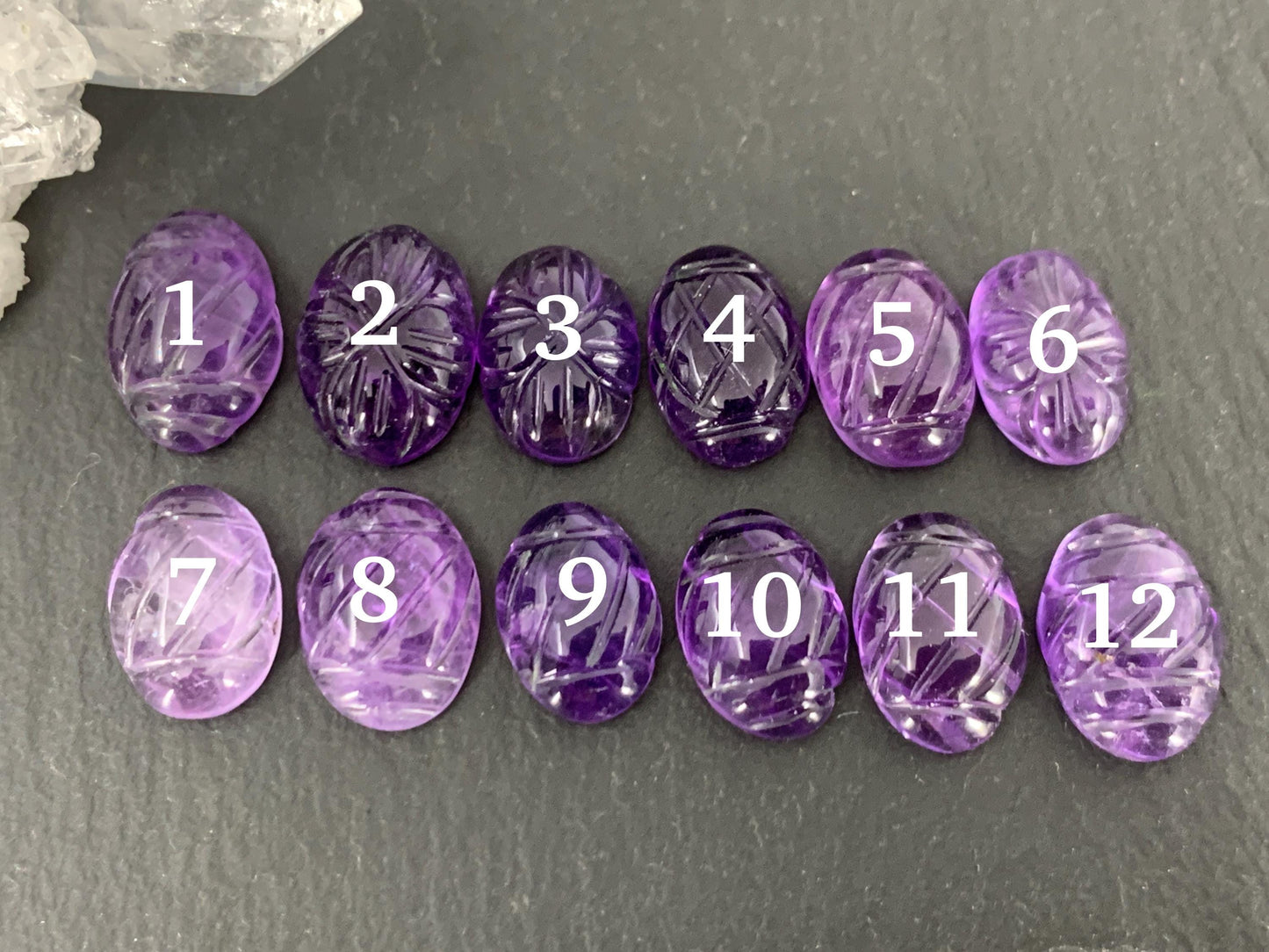 Amethyst carving cabochon - Handcarved cabochon/ W283-1