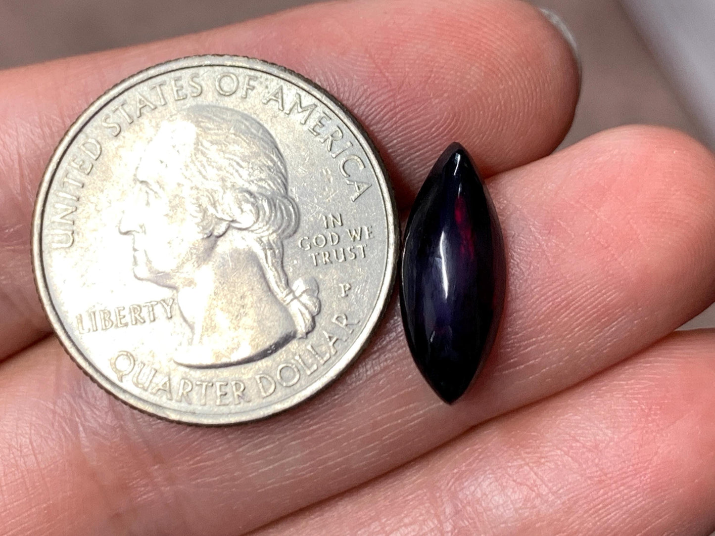Black Ethiopian Opal marquise 7x17x4mm cabochon