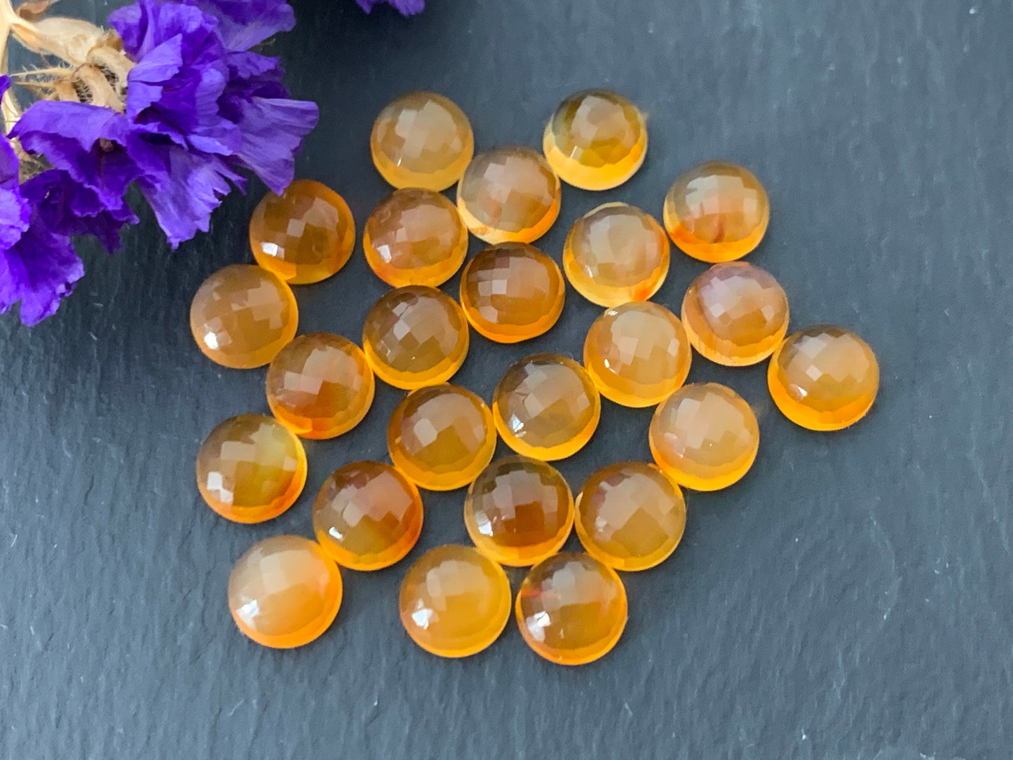 Faceted Carnelian round 6mm Cabochon