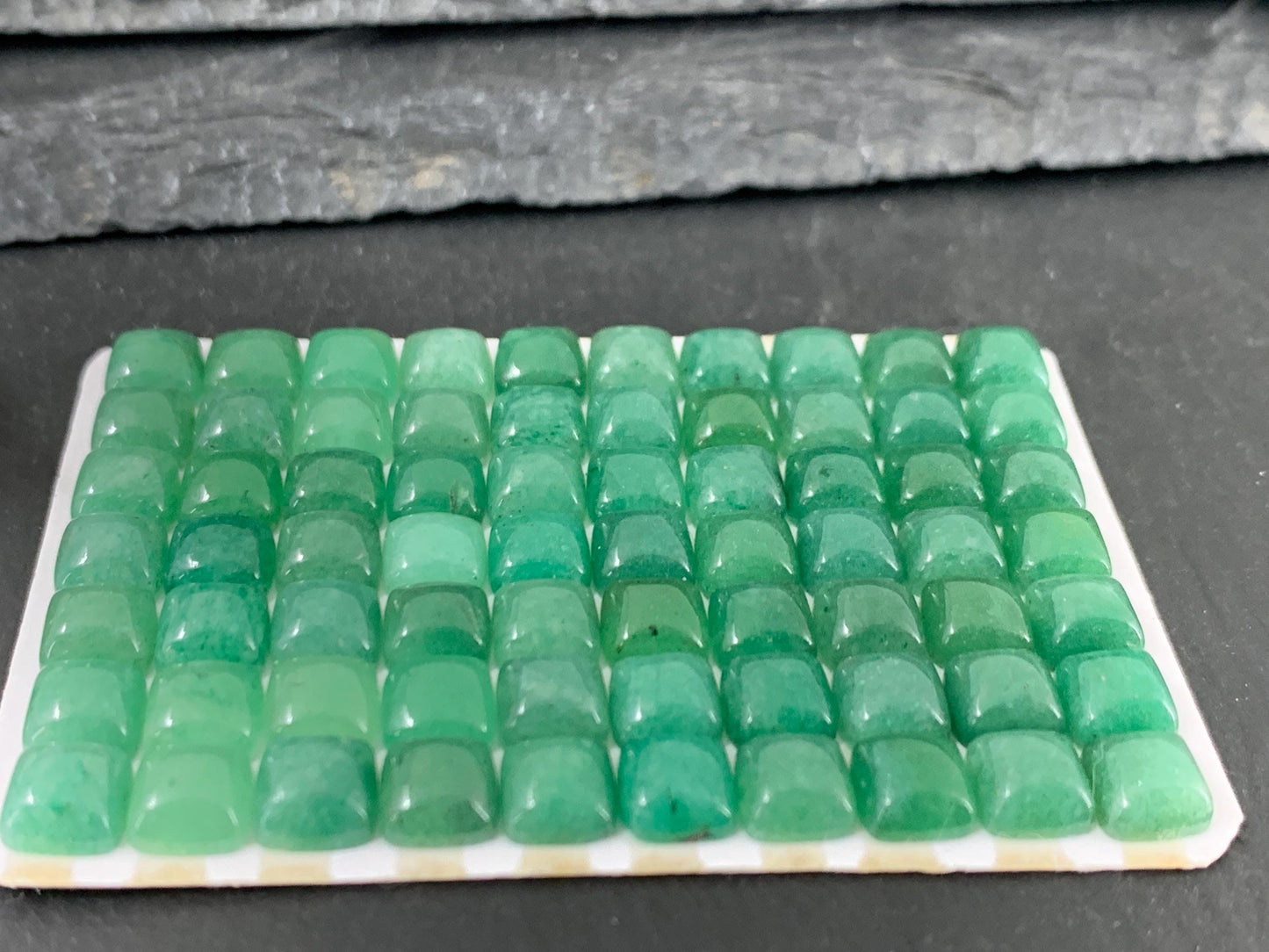 Green Aventurine Cabochon - Natural 6mm Square Cushion Gemstone for Jewelry Making