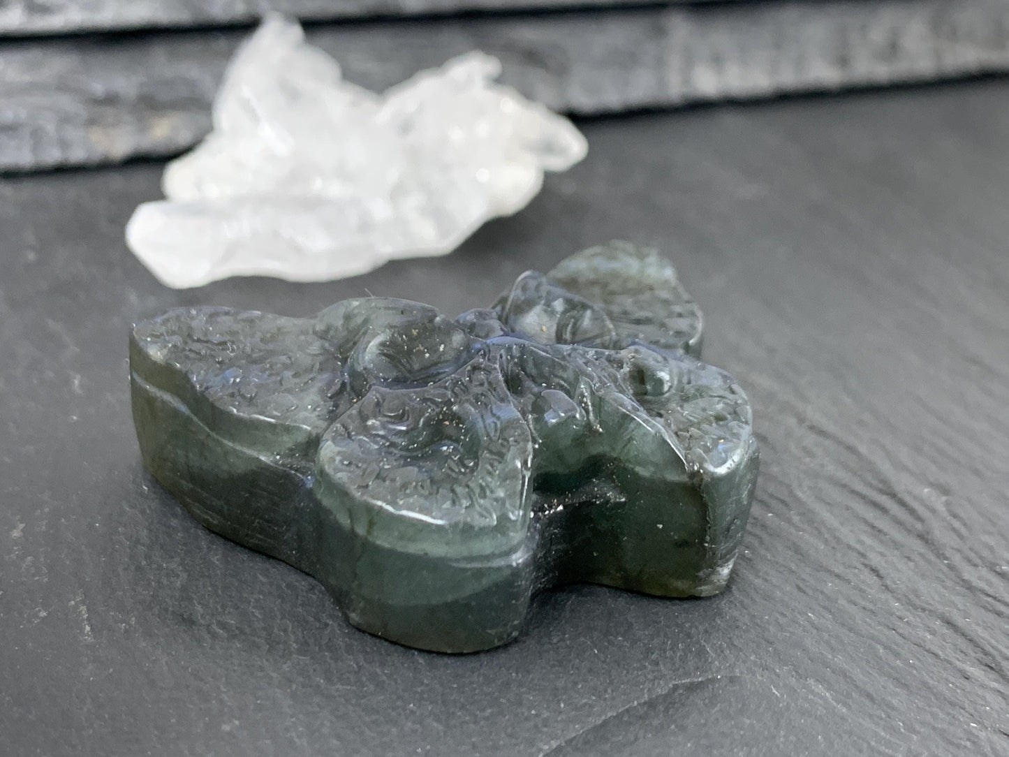Labradorite Butterfly Carving – Natural 30x40mm Flat Back Gemstone Ornament