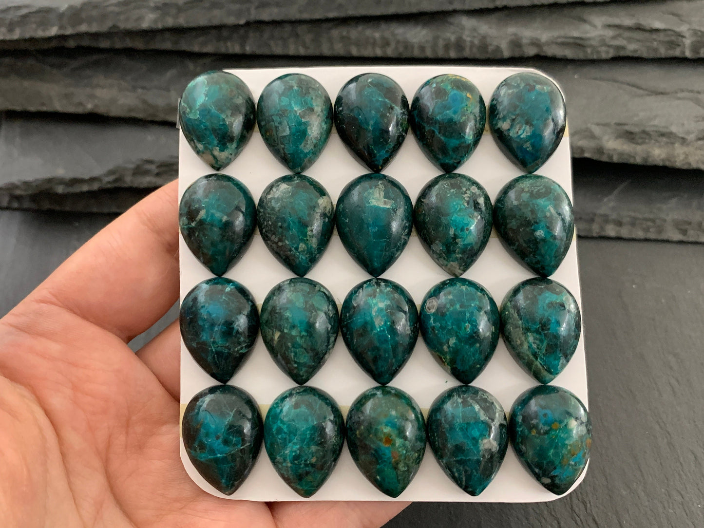 Chrysocolla pear 15x20mm cabochon - Calibrated cabochons