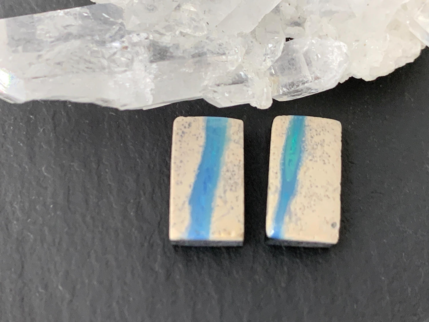 Australian Opal doublet 6x10x3.5mm pair of cabochons