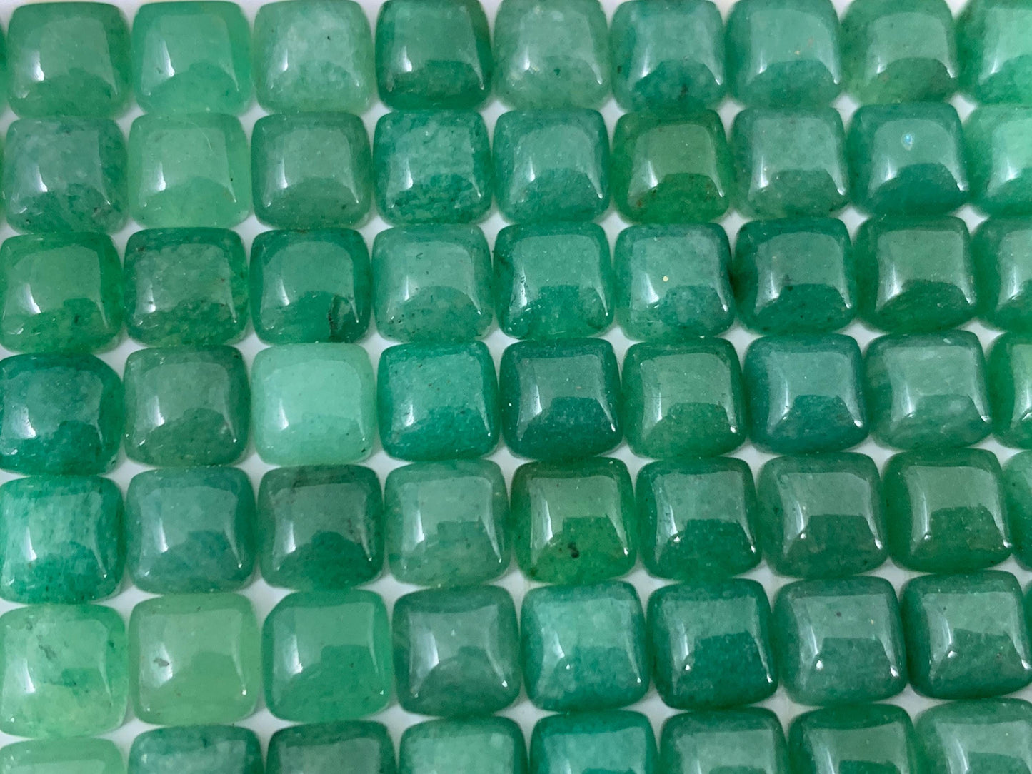 Green Aventurine Cabochon - Natural 6mm Square Cushion Gemstone for Jewelry Making