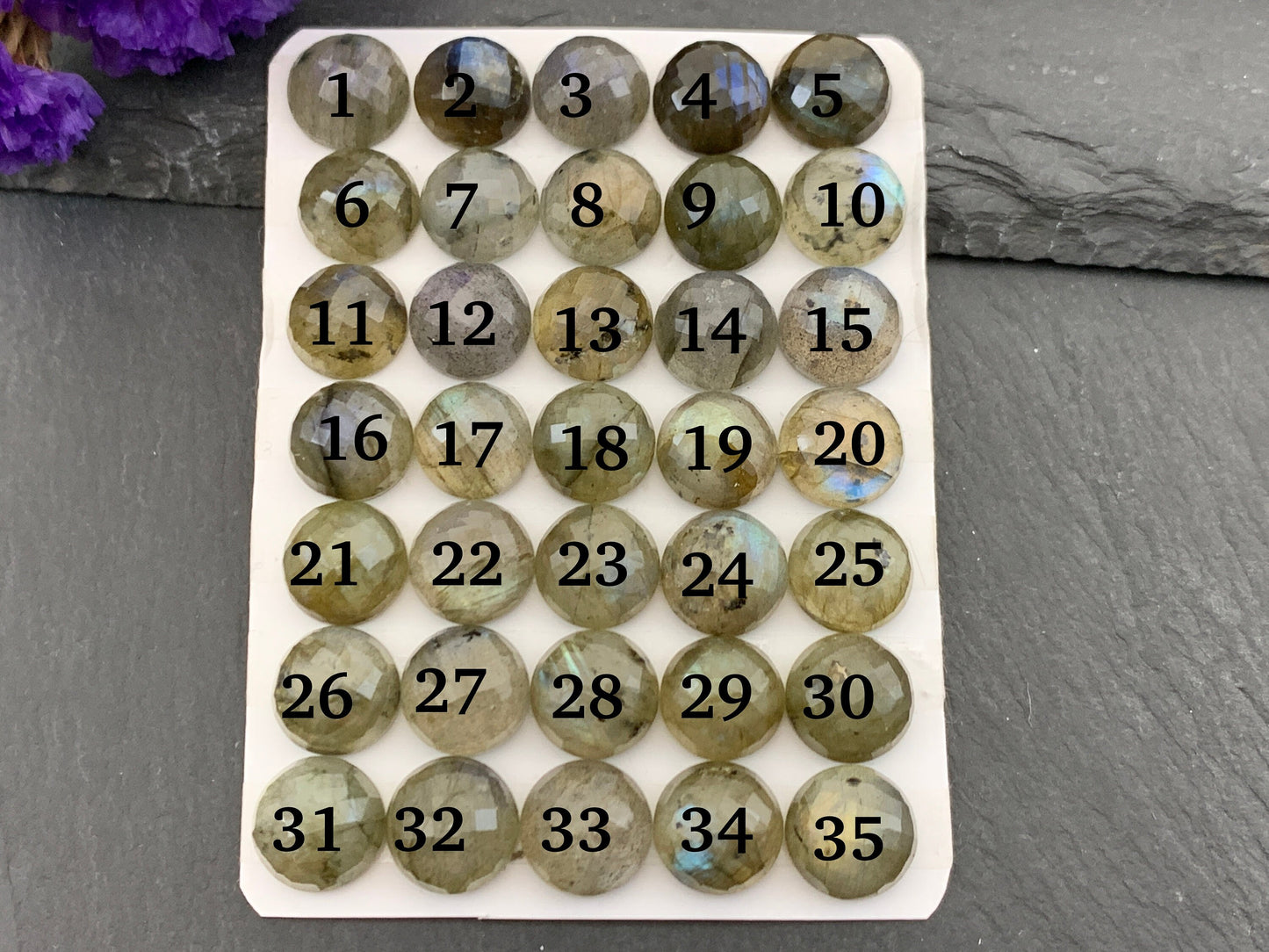 Faceted Labradorite round 10mm cabochon | Calibrated Cabochons | Natural Labradorite