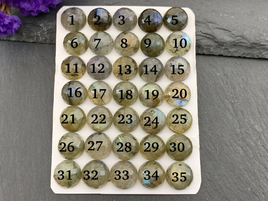 Faceted Labradorite round 10mm cabochon | Calibrated Cabochons | Natural Labradorite