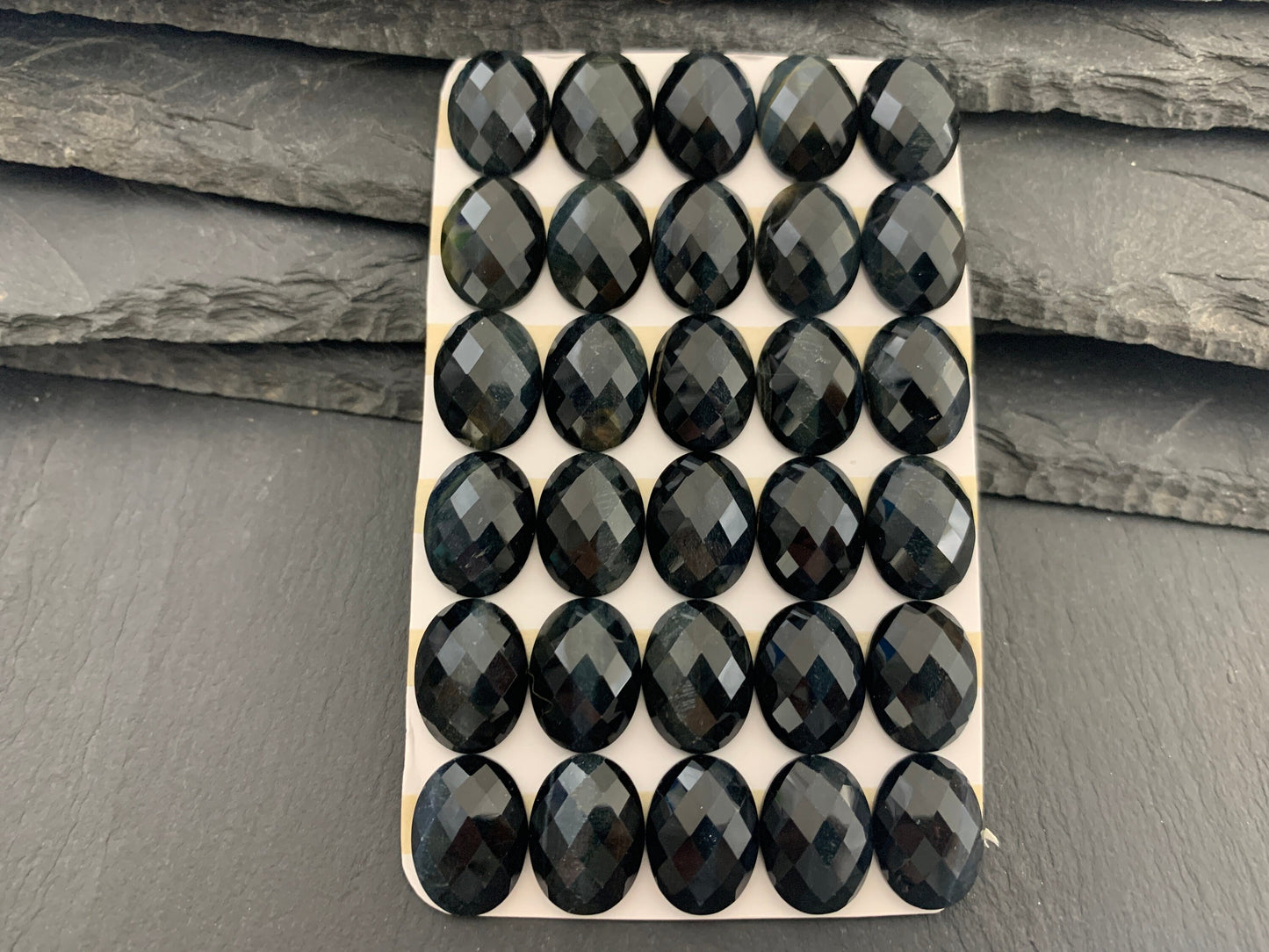 Faceted Blue Tiger Eye oval 12x16mm cabochon - Calibrated cabochons