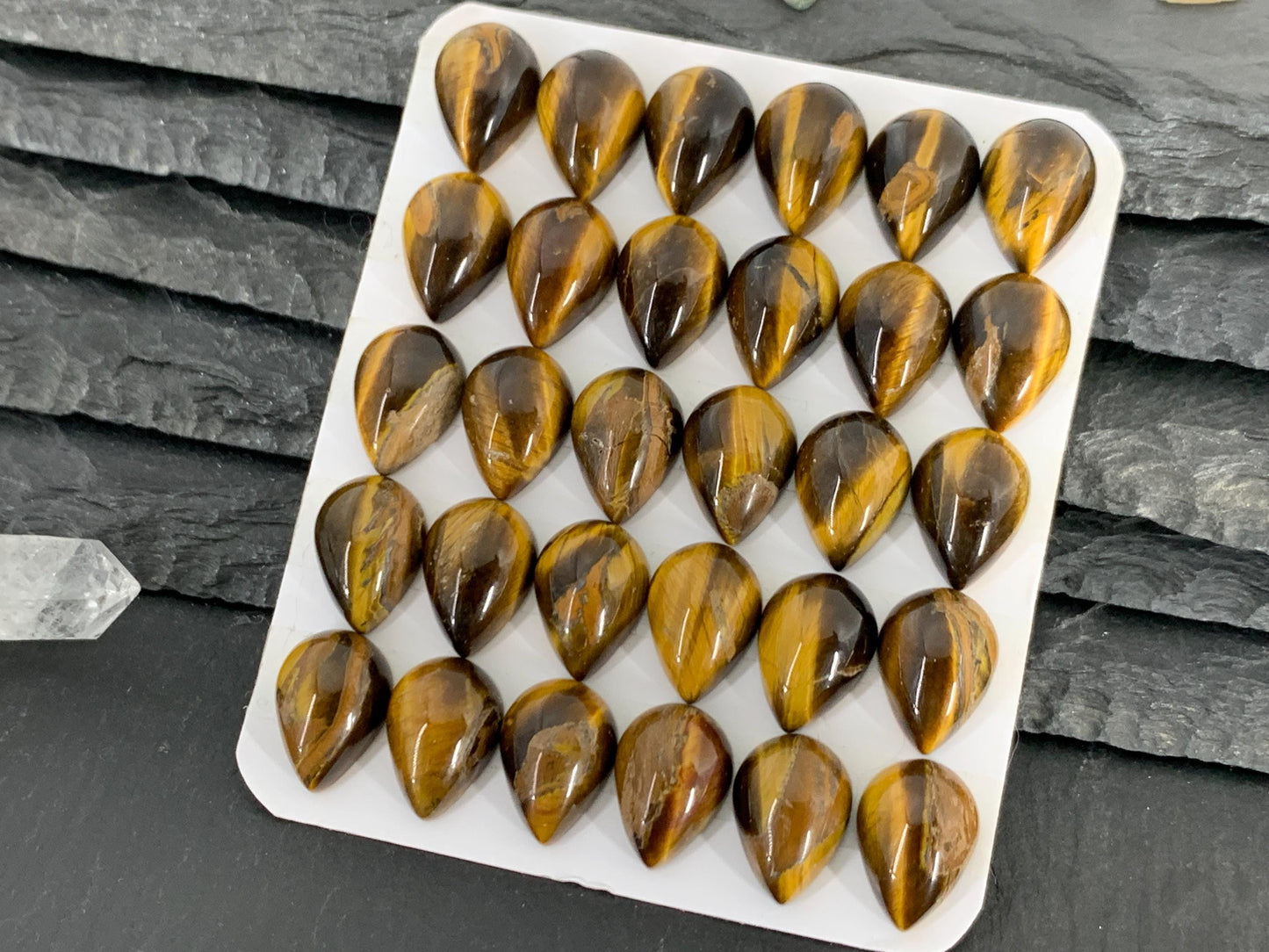 Tiger Eye pear 10x14mm Cabochon - Calibrated cabochons