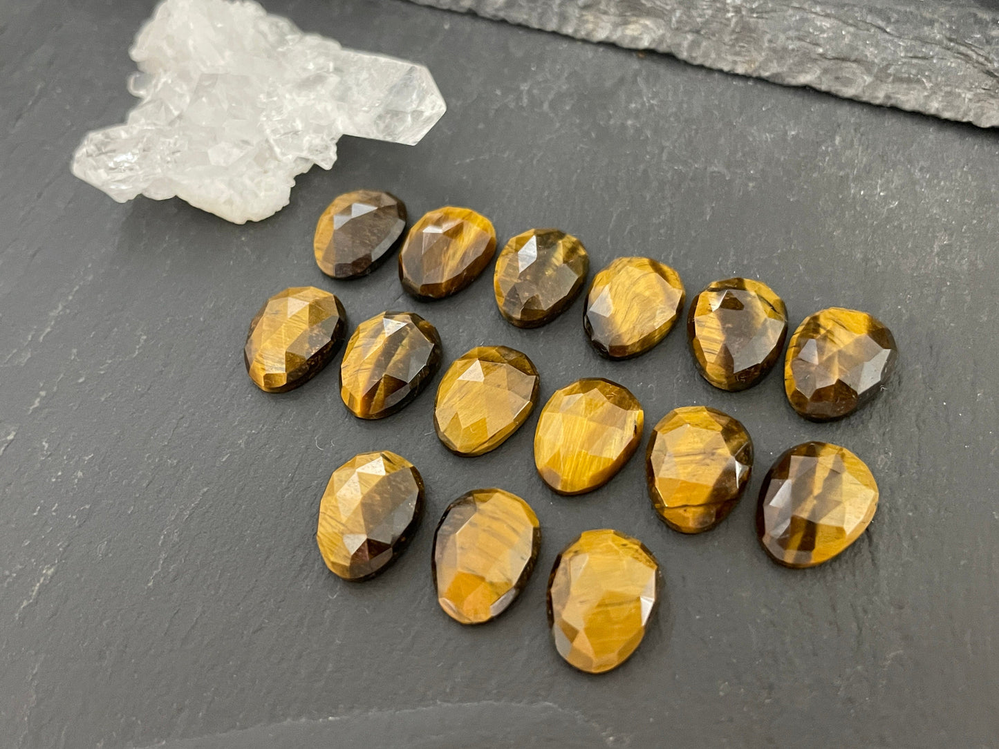 Faceted Tiger Eye 10x13mm cabochon