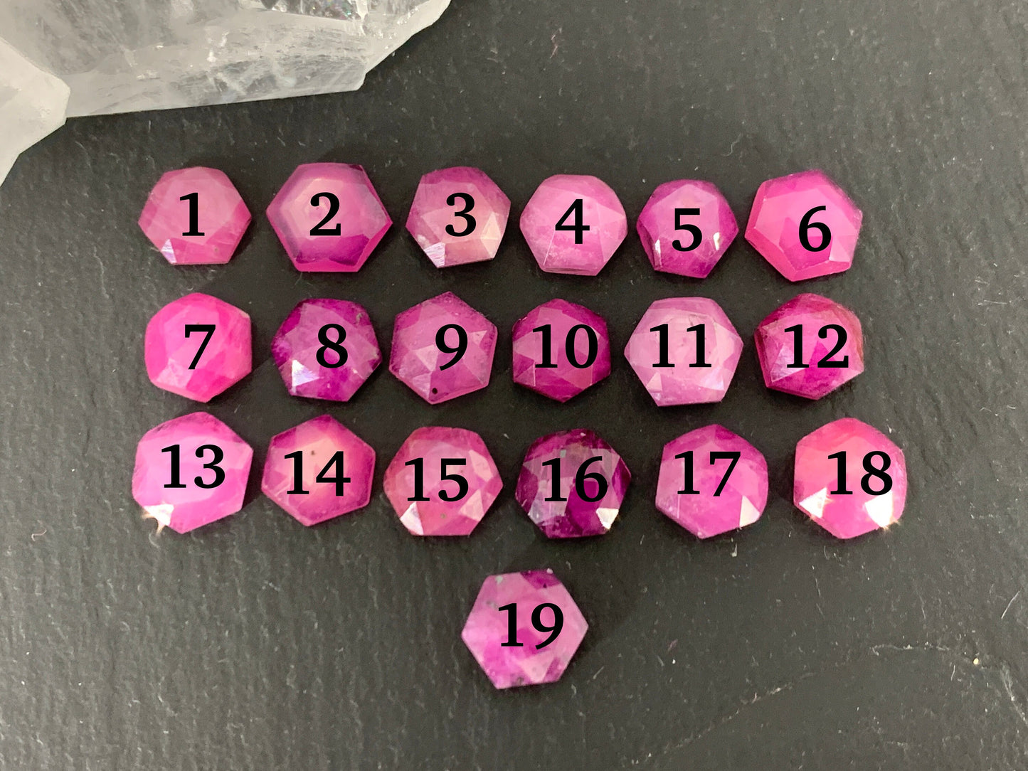 Faceted Pink Sapphire hexagon 7mm cabochon