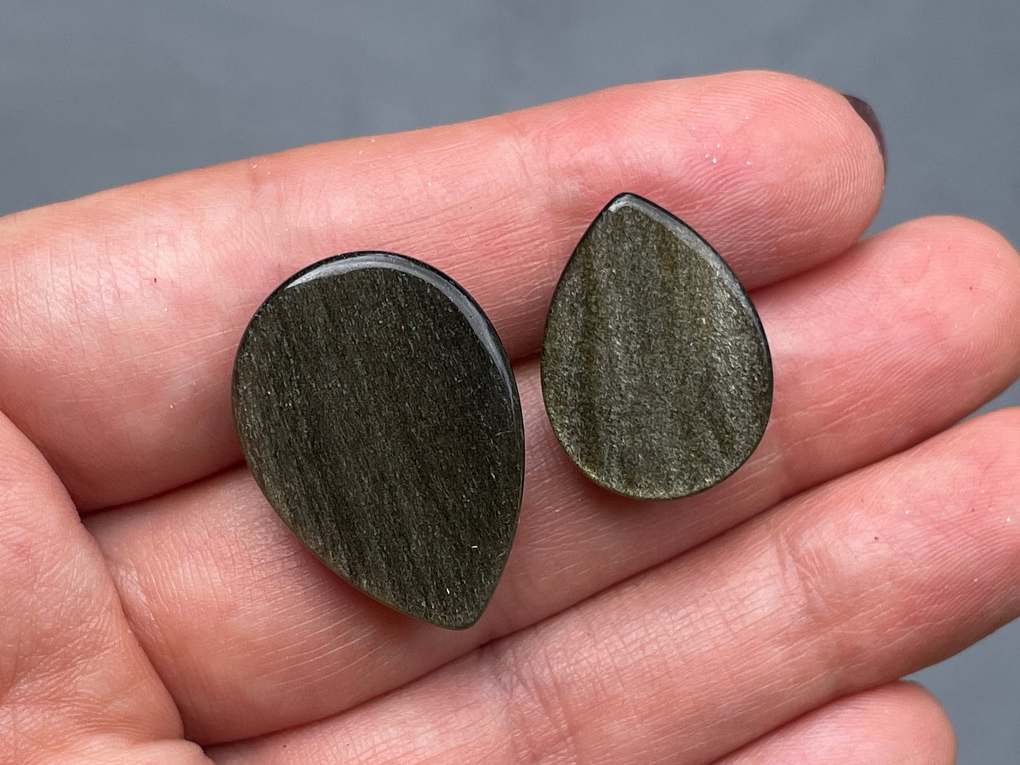 Gold Obsidian pear 18x25mm & 15x20mm cabochon - Calibrated cabochons