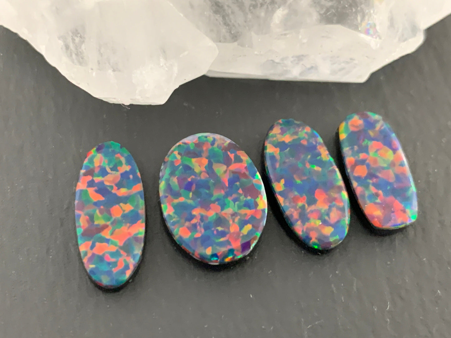 Aurora Opal oval 15-17mm long oval cabochon - Doublet cabochons