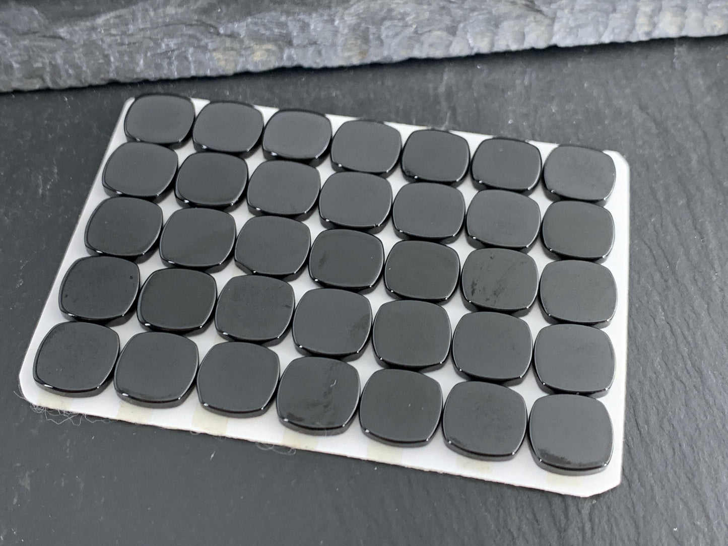 Flat Black Spinel square cushion 10mm cabochon - Calibrated cabochons