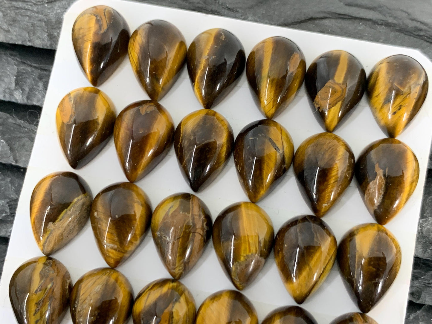 Tiger Eye pear 10x14mm Cabochon - Calibrated cabochons