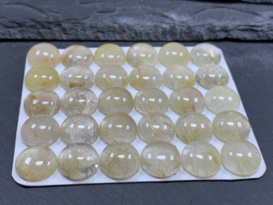 Rutilated quartz round 12mm cabochon - Calibrated cabochons