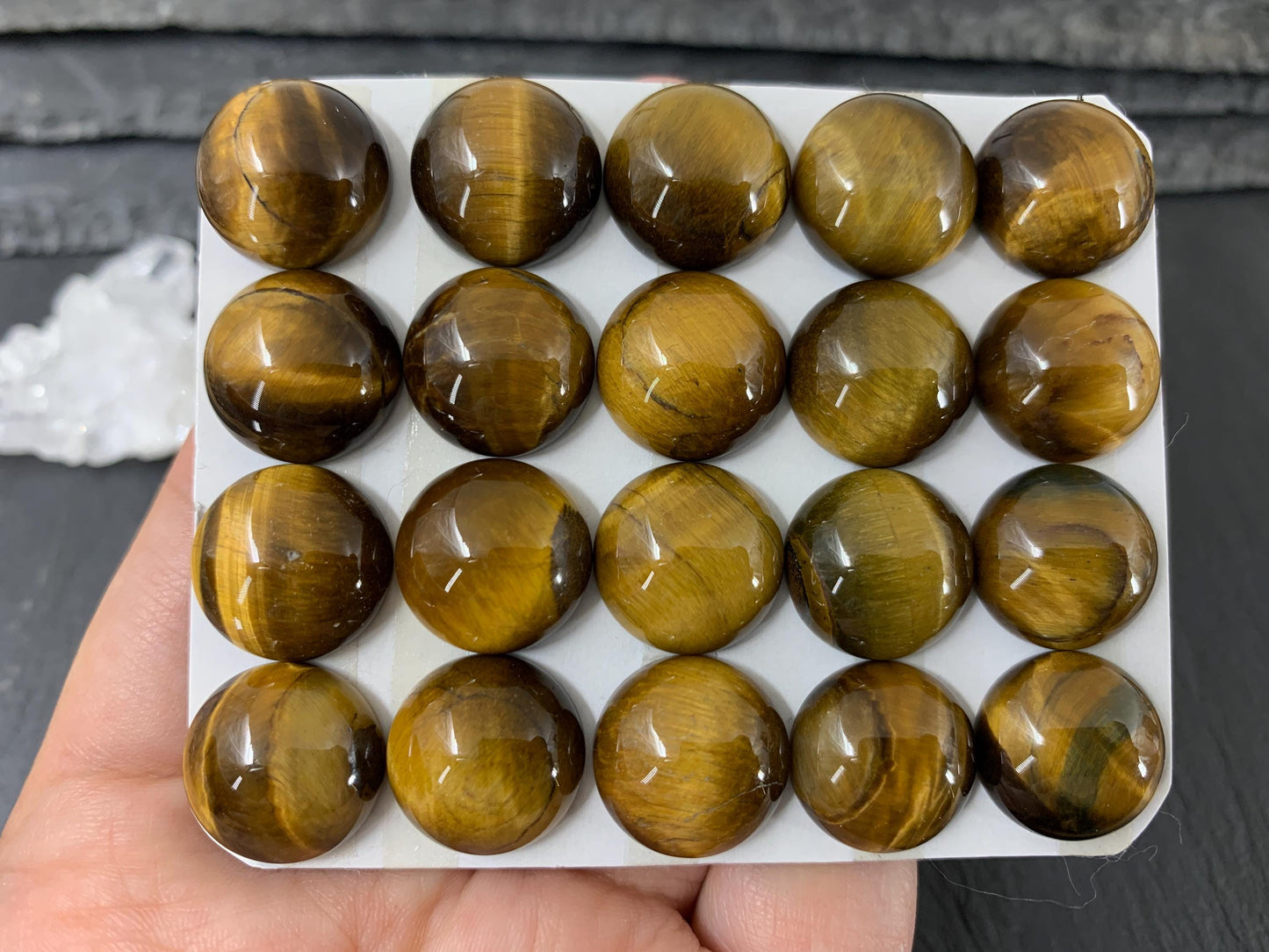 Tiger Eye round 15mm cabochon - Calibrated cabochons
