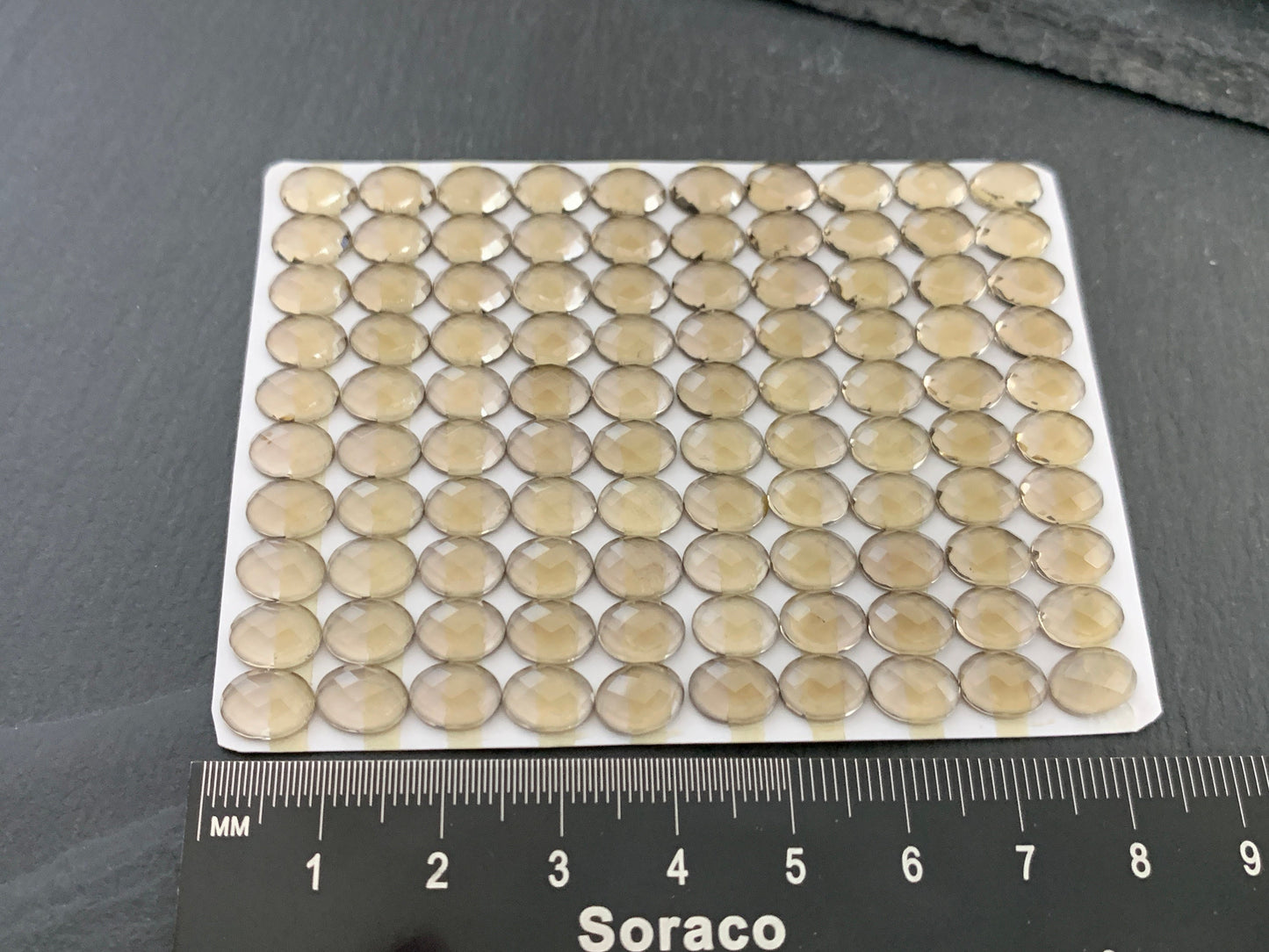 Faceted Smokey Quartz oval 6x8mm cabochon - Calibrated cabochons