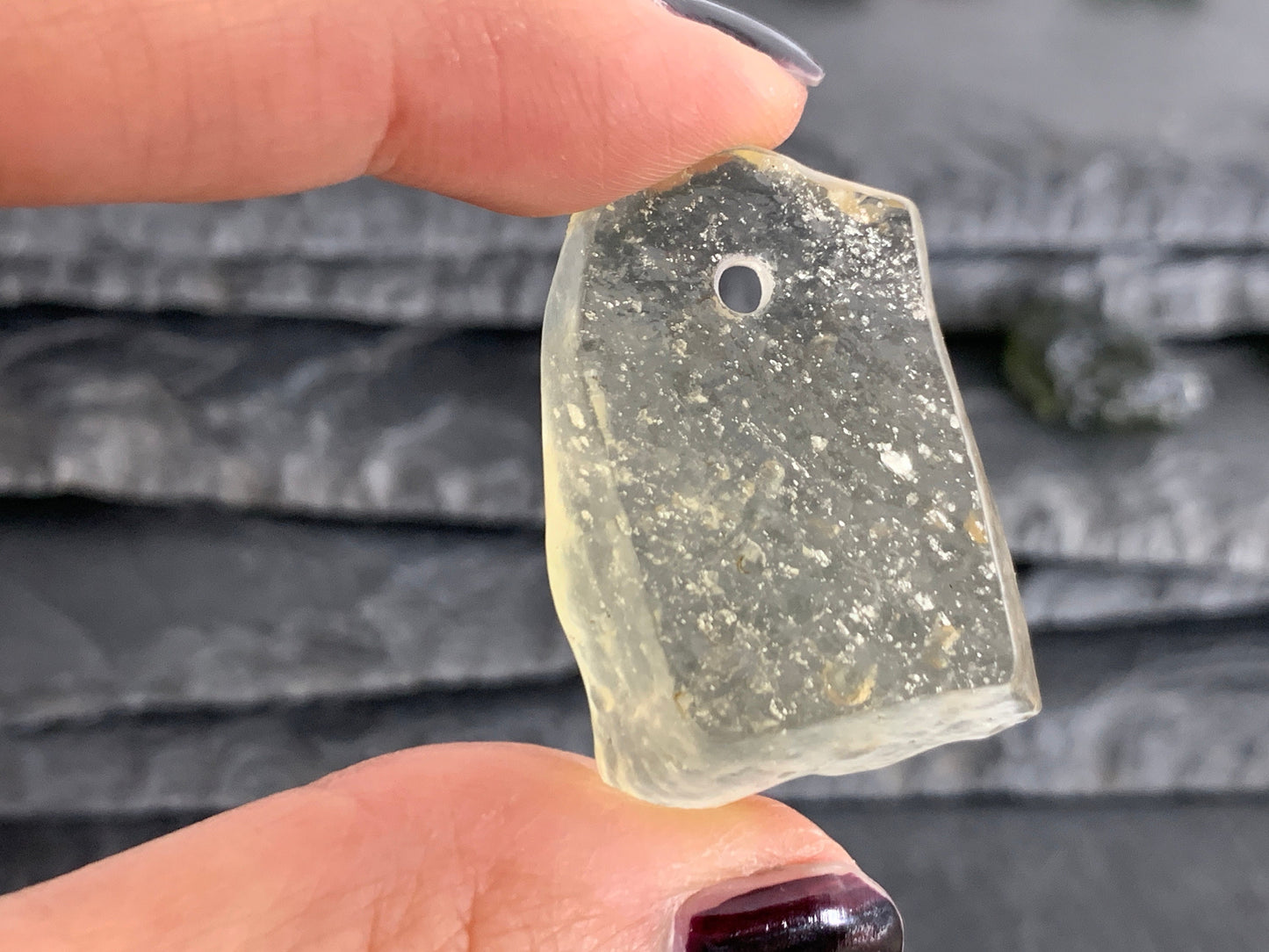 Drilled Libyan Desert Glass 32-40mm long